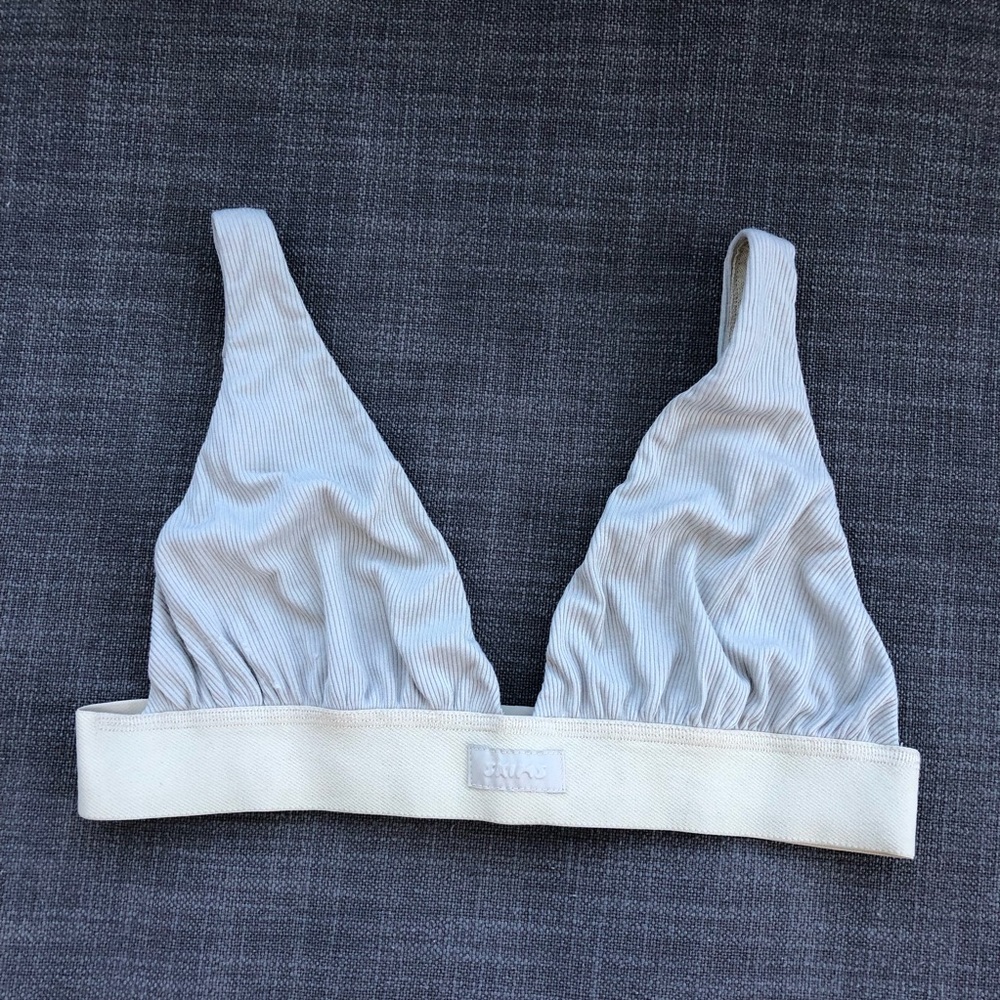 Skims Cotton Plunge Bralette - Light Blue